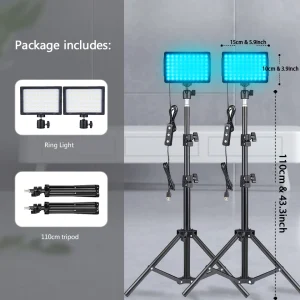 LED Photography Video Light Panel w/ Tripod Stand RGB Filters